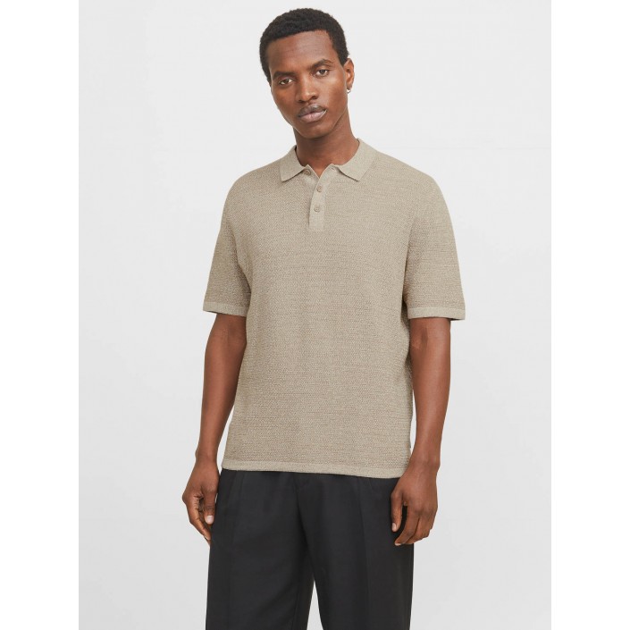 Jack & Jones:JACK&JONES ESSENTIALS JJEGEORGE KNIT POLO SS SN Coriander/w. Cloud Dancer | Freewear JJEGEORGE KNIT POLO SS SN - www.freewear.nl - Freewear