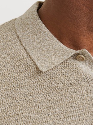 Jack & Jones:JACK&JONES ESSENTIALS JJEGEORGE KNIT POLO SS SN Coriander/w. Cloud Dancer | Freewear JJEGEORGE KNIT POLO SS SN - www.freewear.nl - Freewear