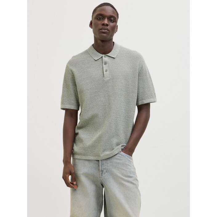 Jack & Jones:JACK&JONES ESSENTIALS JJEGEORGE KNIT POLO SS SN Iceberg Green/w. Cloud Dancer | Freewear JJEGEORGE KNIT POLO SS SN - www.freewear.nl - Freewear
