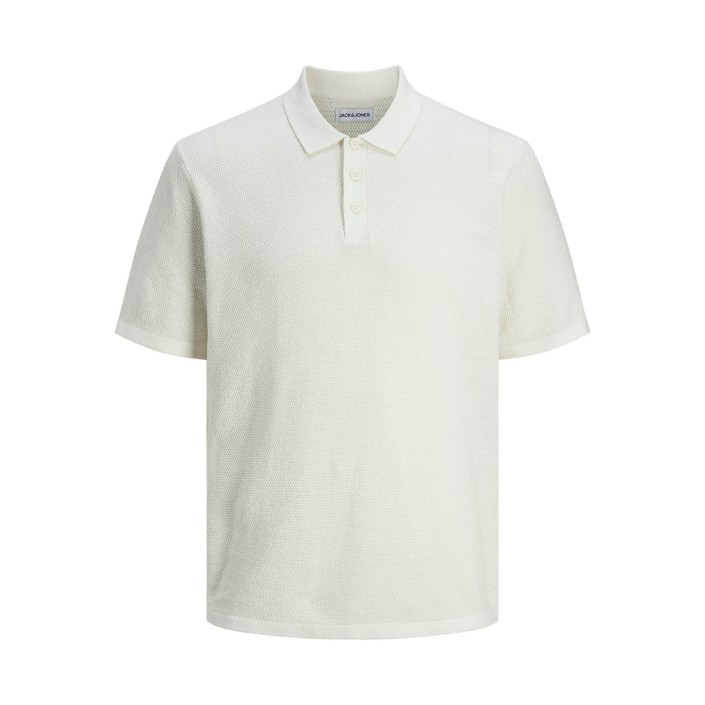 Jack & Jones:JACK&JONES ESSENTIALS JJEGEORGE KNIT POLO SS SN Cloud Dancer | Freewear JJEGEORGE KNIT POLO SS SN - www.freewear.nl - Freewear