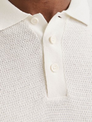 Jack & Jones:JACK&JONES ESSENTIALS JJEGEORGE KNIT POLO SS SN Cloud Dancer | Freewear JJEGEORGE KNIT POLO SS SN - www.freewear.nl - Freewear