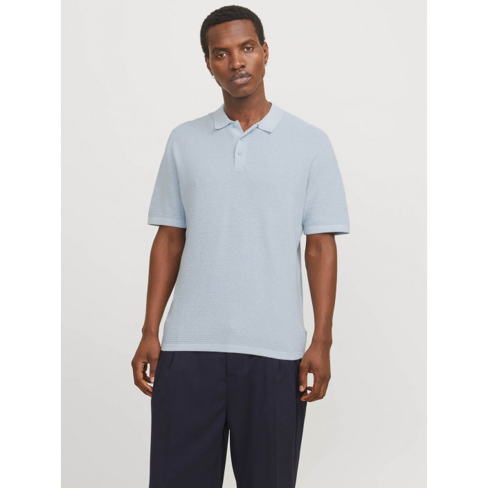 Jack & Jones:JACK&JONES ESSENTIALS JJEGEORGE KNIT POLO SS SN Chambray Blue/w. Cloud Dancer | Freewear JJEGEORGE KNIT POLO SS SN - www.freewear.nl - Freewear