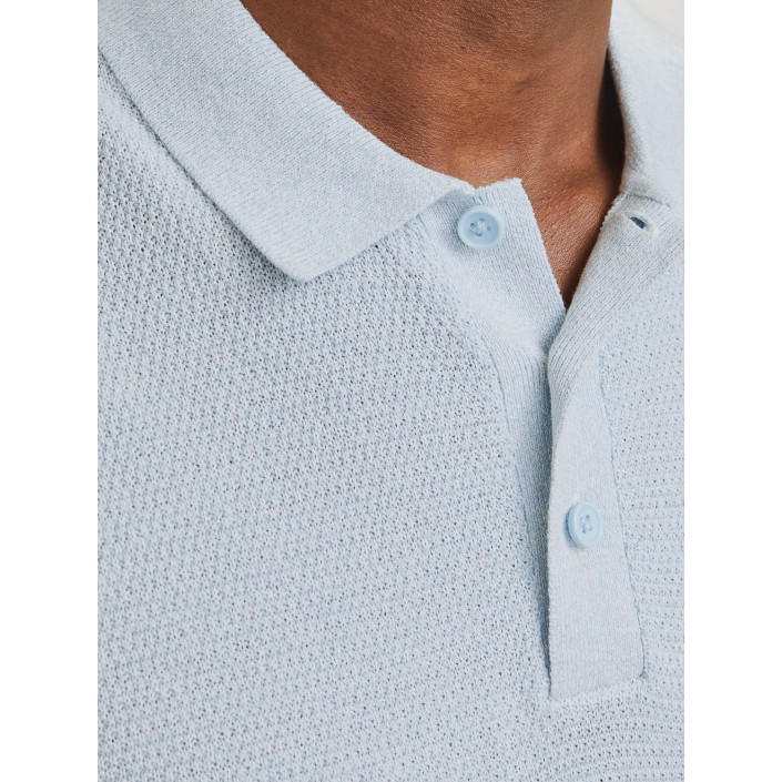 Jack & Jones:JACK&JONES ESSENTIALS JJEGEORGE KNIT POLO SS SN Chambray Blue/w. Cloud Dancer | Freewear JJEGEORGE KNIT POLO SS SN - www.freewear.nl - Freewear