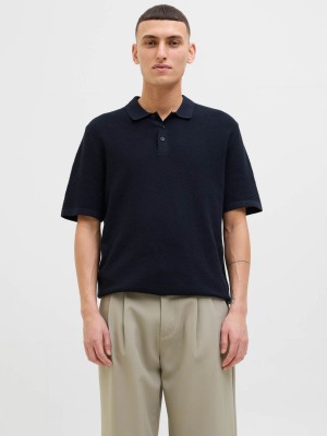 Jack & Jones:JACK&JONES ESSENTIALS JJEGEORGE KNIT POLO SS SN Navy Blazer | Freewear JJEGEORGE KNIT POLO SS SN - www.freewear.nl - Freewear