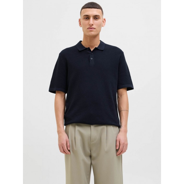 Jack & Jones:JACK&JONES ESSENTIALS JJEGEORGE KNIT POLO SS SN Navy Blazer | Freewear JJEGEORGE KNIT POLO SS SN - www.freewear.nl - Freewear