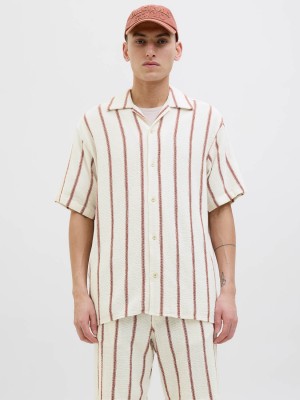JACK&JONES ORIGINALS JORCOBA STRIPE RESORT SHIRT SS SN Arabian Spice | Freewear JORCOBA STRIPE RESORT SHIRT SS SN - www.freewear.nl - Freewear
