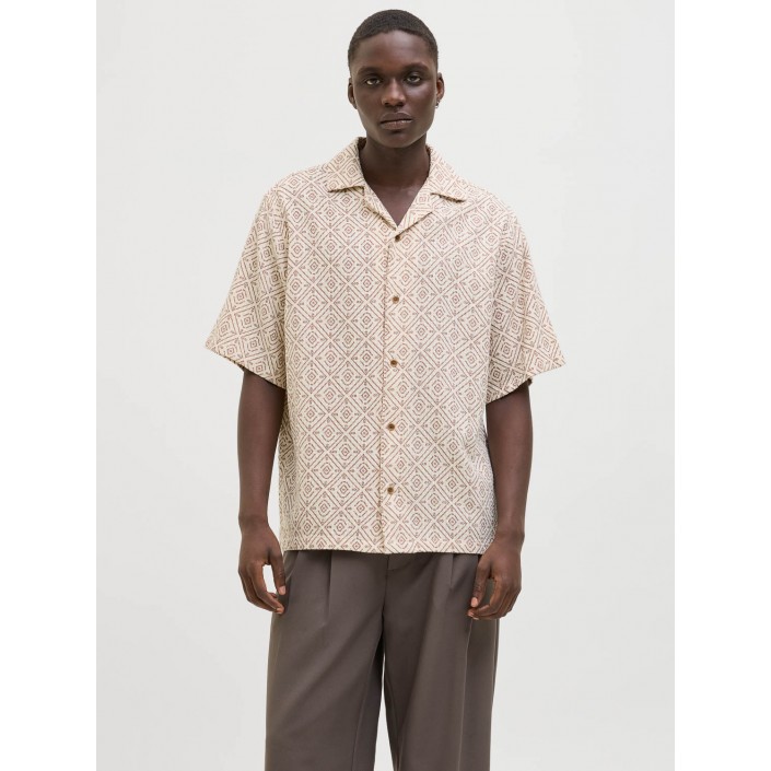JACK%JONES PREMIUM JPRBLUVINCENT PRINT RESORT S/S SHIR: Oatmeal/RELAXED FIT | Freewear JPRBLUVINCENT PRINT RESORT S/S SHIR: - www.freewear.nl - Freewear