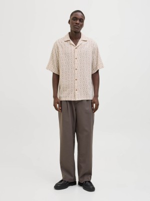 JACK%JONES PREMIUM JPRBLUVINCENT PRINT RESORT S/S SHIR: Oatmeal/RELAXED FIT | Freewear JPRBLUVINCENT PRINT RESORT S/S SHIR: - www.freewear.nl - Freewear