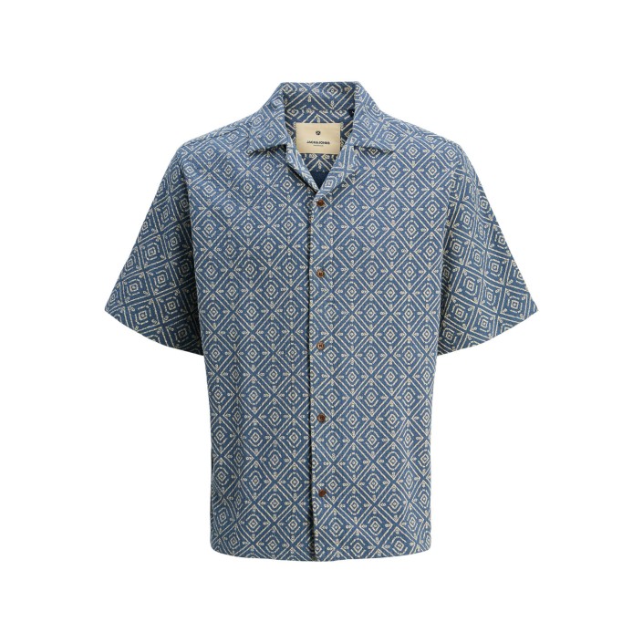 JACK%JONES PREMIUM JPRBLUVINCENT PRINT RESORT S/S SHIR: Bering Sea/RELAXED FIT | Freewear JPRBLUVINCENT PRINT RESORT S/S SHIR: - www.freewear.nl - Freewear