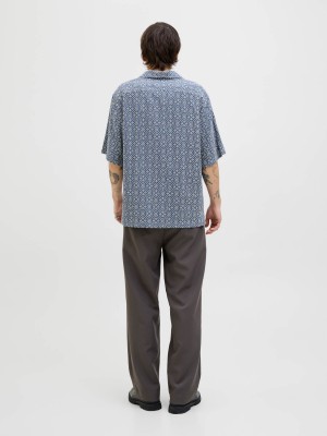 JACK%JONES PREMIUM JPRBLUVINCENT PRINT RESORT S/S SHIR: Bering Sea/RELAXED FIT | Freewear JPRBLUVINCENT PRINT RESORT S/S SHIR: - www.freewear.nl - Freewear
