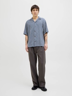 JACK%JONES PREMIUM JPRBLUVINCENT PRINT RESORT S/S SHIR: Bering Sea/RELAXED FIT | Freewear JPRBLUVINCENT PRINT RESORT S/S SHIR: - www.freewear.nl - Freewear