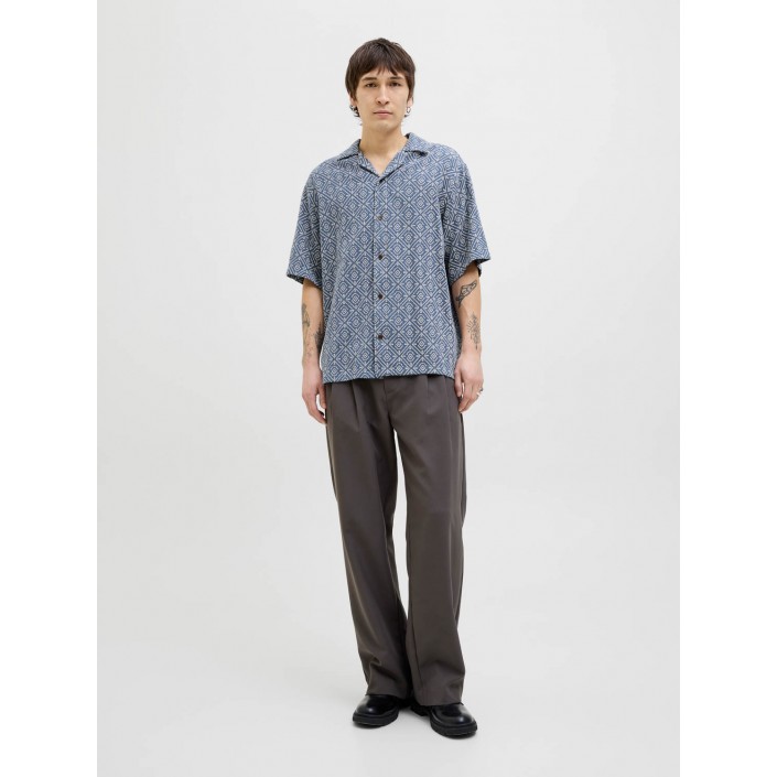 JACK%JONES PREMIUM JPRBLUVINCENT PRINT RESORT S/S SHIR: Bering Sea/RELAXED FIT | Freewear JPRBLUVINCENT PRINT RESORT S/S SHIR: - www.freewear.nl - Freewear