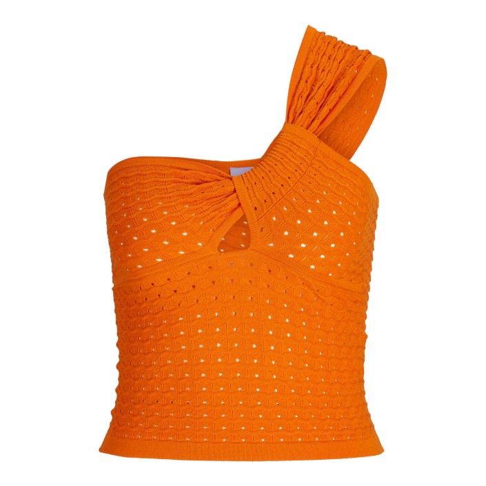 JACK&JONES ORIGINALS JXNEYE ONE SHOULDER TOP KNIT Persimmon Orange | Freewear JXNEYE ONE SHOULDER TOP KNIT - www.freewear.nl - Freewear