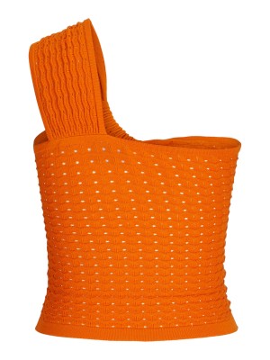 JACK&JONES ORIGINALS JXNEYE ONE SHOULDER TOP KNIT Persimmon Orange | Freewear JXNEYE ONE SHOULDER TOP KNIT - www.freewear.nl - Freewear