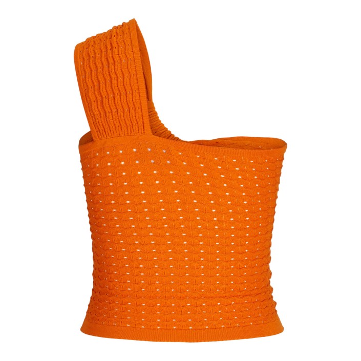 JACK&JONES ORIGINALS JXNEYE ONE SHOULDER TOP KNIT Persimmon Orange | Freewear JXNEYE ONE SHOULDER TOP KNIT - www.freewear.nl - Freewear
