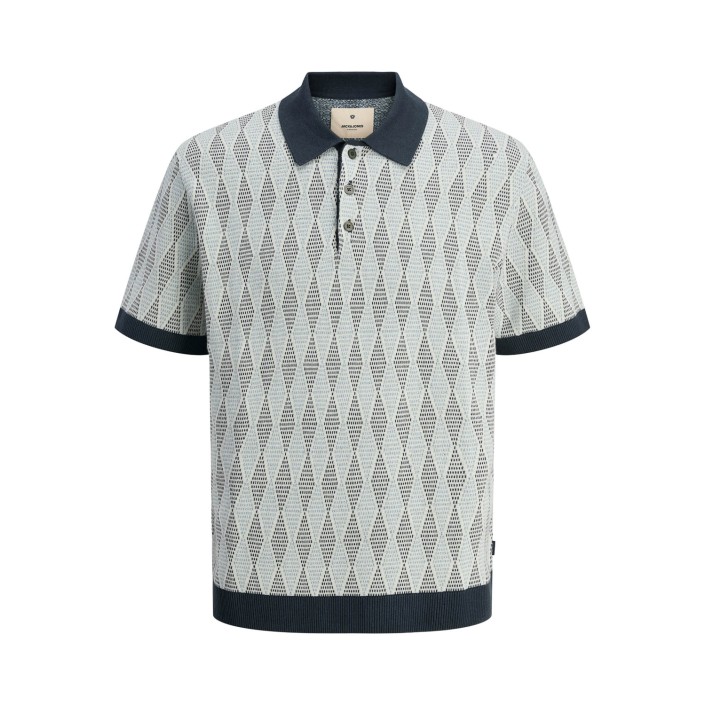 JACK%JONES PREMIUM JPRBLUJUDE KNIT JAQUARD POLO SS Blue Nights | Freewear JPRBLUJUDE KNIT JAQUARD POLO SS - www.freewear.nl - Freewear