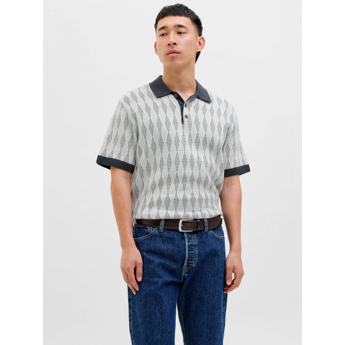 JACK%JONES PREMIUM JPRBLUJUDE KNIT JAQUARD POLO SS Blue Nights | Freewear JPRBLUJUDE KNIT JAQUARD POLO SS - www.freewear.nl - Freewear