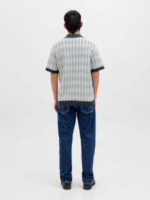 JACK%JONES PREMIUM JPRBLUJUDE KNIT JAQUARD POLO SS Blue Nights | Freewear JPRBLUJUDE KNIT JAQUARD POLO SS - www.freewear.nl - Freewear