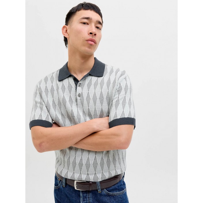 JACK%JONES PREMIUM JPRBLUJUDE KNIT JAQUARD POLO SS Blue Nights | Freewear JPRBLUJUDE KNIT JAQUARD POLO SS - www.freewear.nl - Freewear