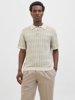 JACK%JONES PREMIUM JPRBLUJUDE KNIT JAQUARD POLO SS Whisper White | Freewear JPRBLUJUDE KNIT JAQUARD POLO SS - www.freewear.nl - Freewear