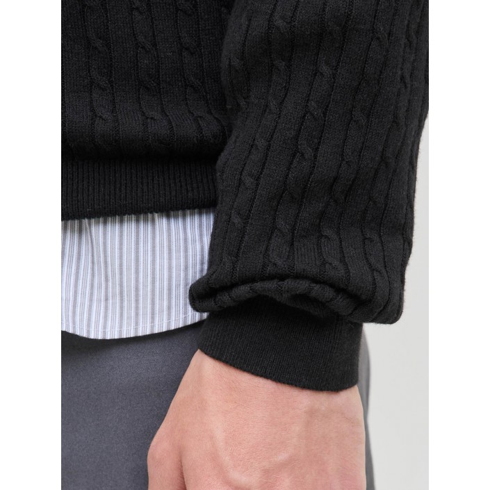 Jack & Jones:JACK&JONES ESSENTIALS JJEEMIL KNIT CABLE CREW NECK NOOS Black | Freewear JJEEMIL KNIT CABLE CREW NECK NOOS - www.freewear.nl - Freewear