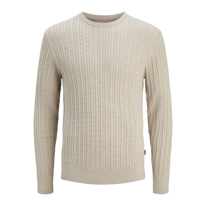 Jack & Jones:JACK&JONES ESSENTIALS JJEEMIL KNIT CABLE CREW NECK NOOS Oatmeal/Melange | Freewear JJEEMIL KNIT CABLE CREW NECK NOOS - www.freewear.nl - Freewear
