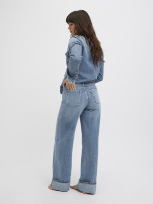 JACK&JONES ORIGINALS JXTOKYO WIDE FOLD HW JEANS R254 DNM: Medium Blue Denim | Freewear JXTOKYO WIDE FOLD HW JEANS R254 DNM: - www.freewear.nl - Freewear