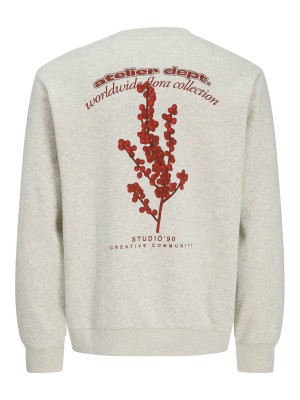 JACK&JONES ORIGINALS JJRODY SWEAT CREW NECK White Melange | Freewear JJRODY SWEAT CREW NECK - www.freewear.nl - Freewear