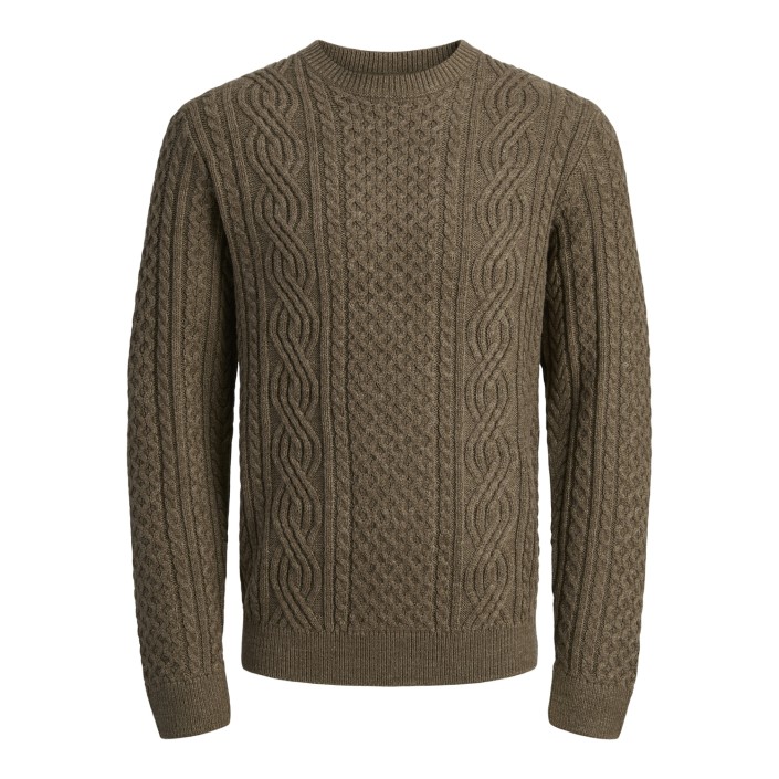 JACK%JONES PREMIUM JPRBLUSEAN KNIT CABLE CREW NECK SN Malt Ball/Melange | Freewear JPRBLUSEAN KNIT CABLE CREW NECK SN - www.freewear.nl - Freewear