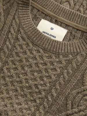 JACK%JONES PREMIUM JPRBLUSEAN KNIT CABLE CREW NECK SN Malt Ball/Melange | Freewear JPRBLUSEAN KNIT CABLE CREW NECK SN - www.freewear.nl - Freewear