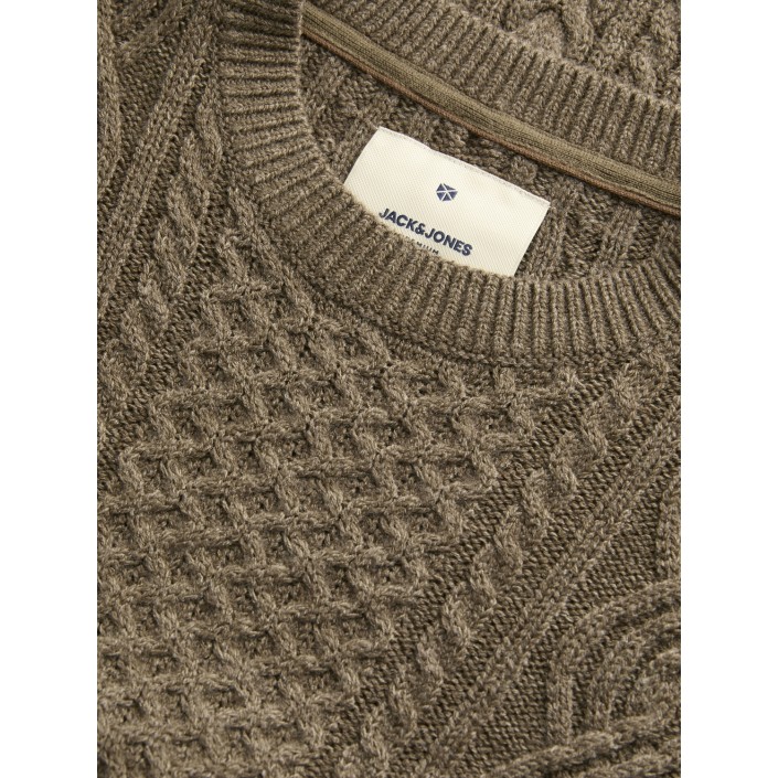 JACK%JONES PREMIUM JPRBLUSEAN KNIT CABLE CREW NECK SN Malt Ball/Melange | Freewear JPRBLUSEAN KNIT CABLE CREW NECK SN - www.freewear.nl - Freewear