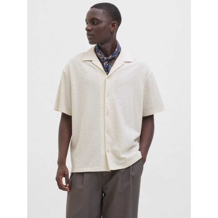 JACK%JONES PREMIUM JPRBLALEO JACQUARD RESORT S/S SHIRT Cloud Dancer | Freewear JPRBLALEO JACQUARD RESORT S/S SHIRT - www.freewear.nl - Freewear