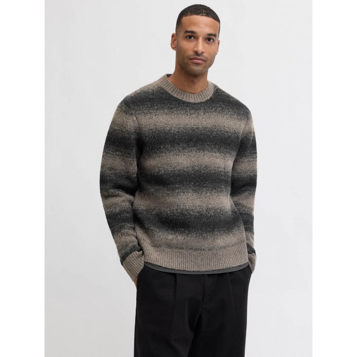 JACK%JONES PREMIUM JPRBLUTYLER KNIT STRIPED CREW NECK Crocodile | Freewear JPRBLUTYLER KNIT STRIPED CREW NECK - www.freewear.nl - Freewear