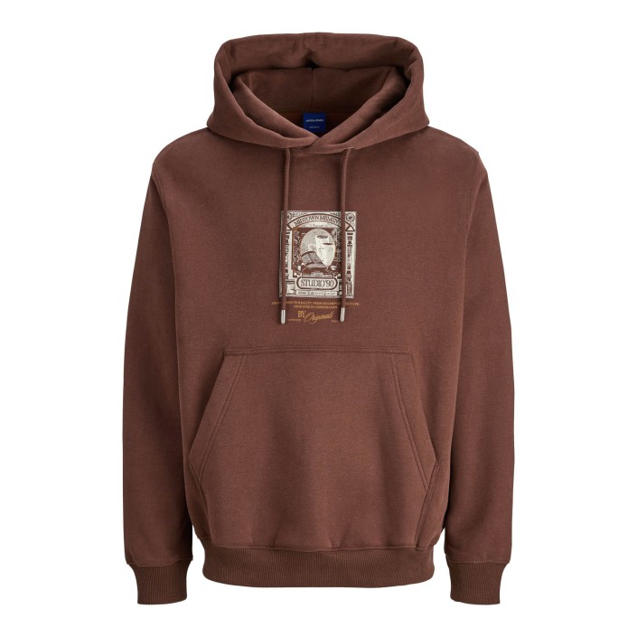 JACK&JONES ORIGINALS JORGRAND SWEAT HOOD Deep Mahogany | Freewear JORGRAND SWEAT HOOD - www.freewear.nl - Freewear