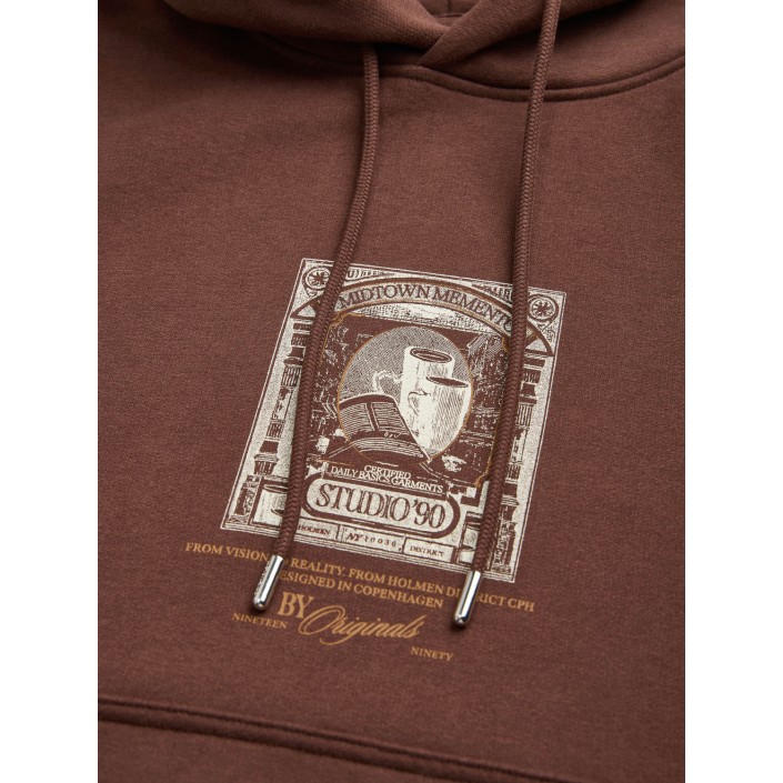 JACK&JONES ORIGINALS JORGRAND SWEAT HOOD Deep Mahogany | Freewear JORGRAND SWEAT HOOD - www.freewear.nl - Freewear