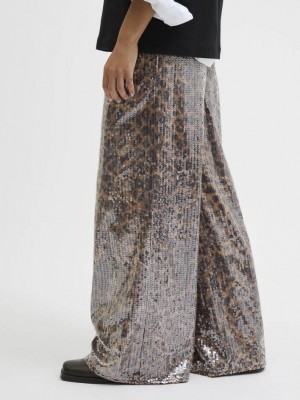 JACK&JONES ORIGINALS JXIZZY SEQUIN MW PANT PNT Toasted Coconut/Leo Sequin | Freewear JXIZZY SEQUIN MW PANT PNT - www.freewear.nl - Freewear