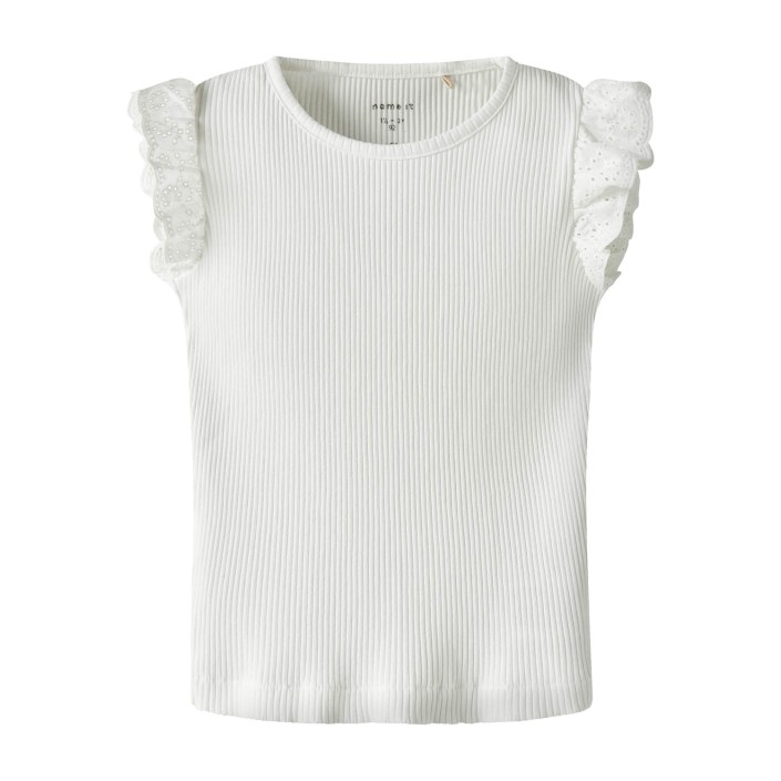 NAME IT MINI NMFHALINA SS TOP Bright White | Freewear NMFHALINA SS TOP - www.freewear.nl - Freewear