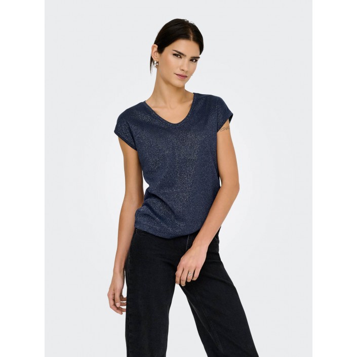 Only ONLSILVERY S/S V NECK LUREX TOP JRS: Night Sky | Freewear ONLSILVERY S/S V NECK LUREX TOP JRS: - www.freewear.nl - Freewear