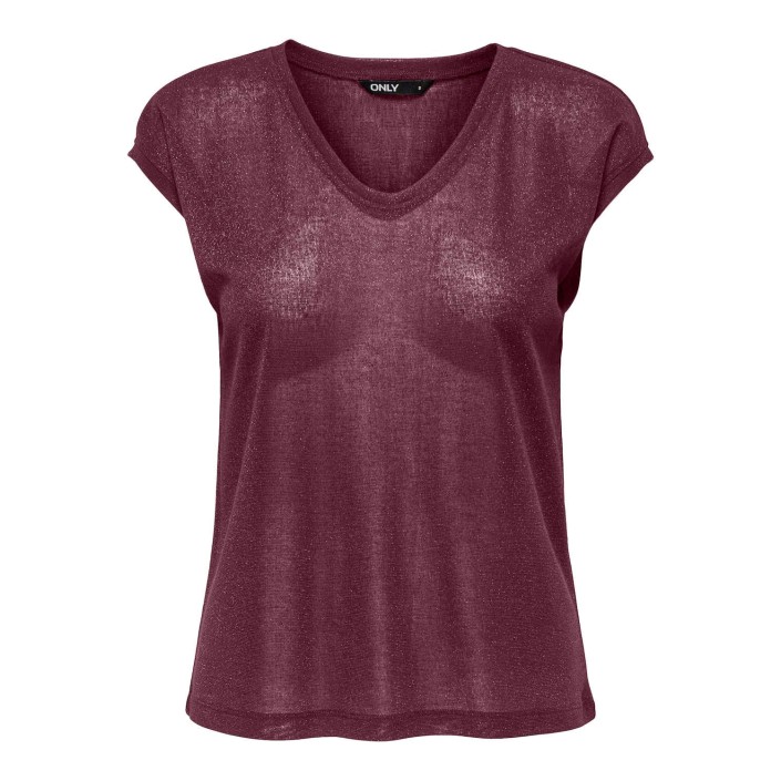 Only ONLSILVERY S/S V NECK LUREX TOP JRS: Burgundy | Freewear ONLSILVERY S/S V NECK LUREX TOP JRS: - www.freewear.nl - Freewear