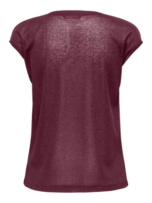 Only ONLSILVERY S/S V NECK LUREX TOP JRS: Burgundy | Freewear ONLSILVERY S/S V NECK LUREX TOP JRS: - www.freewear.nl - Freewear