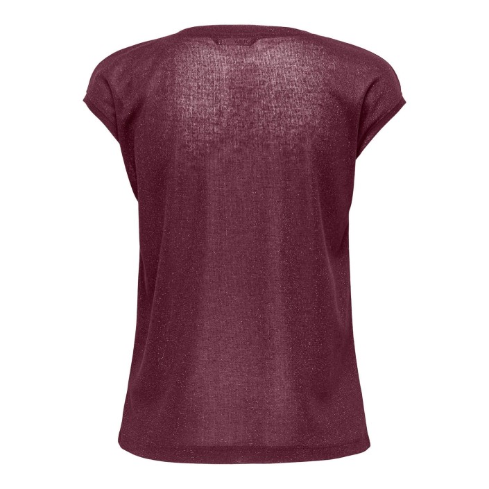 Only ONLSILVERY S/S V NECK LUREX TOP JRS: Burgundy | Freewear ONLSILVERY S/S V NECK LUREX TOP JRS: - www.freewear.nl - Freewear