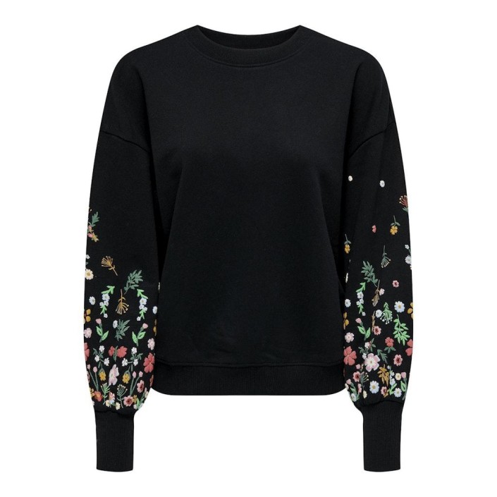 Only ONLBROOKE L/S O-NECK FLOWER SWT NOO: Black/SLEEVE FLOWER | Freewear ONLBROOKE L/S O-NECK FLOWER SWT NOO: - www.freewear.nl - Freewear