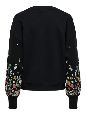 Only ONLBROOKE L/S O-NECK FLOWER SWT NOO: Black/SLEEVE FLOWER | Freewear ONLBROOKE L/S O-NECK FLOWER SWT NOO: - www.freewear.nl - Freewear
