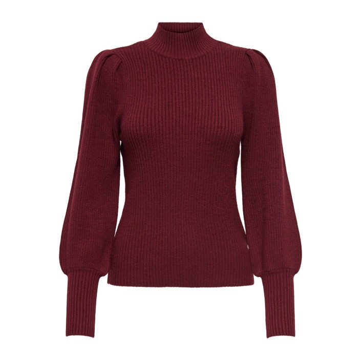 Only ONLKATIA L/S HIGHNECK PULLOVER KNT Cabernet/W. MELANGE | Freewear ONLKATIA L/S HIGHNECK PULLOVER KNT - www.freewear.nl - Freewear