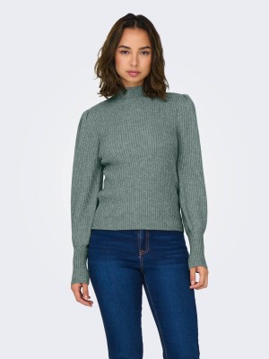 Only ONLKATIA L/S HIGHNECK PULLOVER KNT Pineneedle/W. MELANGE | Freewear ONLKATIA L/S HIGHNECK PULLOVER KNT - www.freewear.nl - Freewear