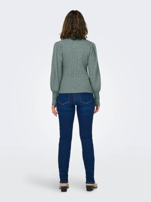 Only ONLKATIA L/S HIGHNECK PULLOVER KNT Pineneedle/W. MELANGE | Freewear ONLKATIA L/S HIGHNECK PULLOVER KNT - www.freewear.nl - Freewear