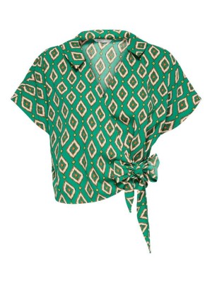 Only ONLLEA S/S WRAP TOP CS PTM Greenlake/Graphic glam | Freewear