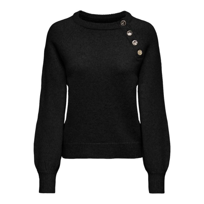 Only ONLEMMA LS BUTTON ONECK KNT NOOS Black | Freewear ONLEMMA LS BUTTON ONECK KNT NOOS - www.freewear.nl - Freewear