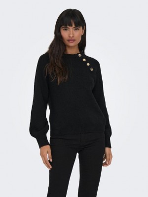 Only ONLEMMA LS BUTTON ONECK KNT NOOS Black | Freewear ONLEMMA LS BUTTON ONECK KNT NOOS - www.freewear.nl - Freewear