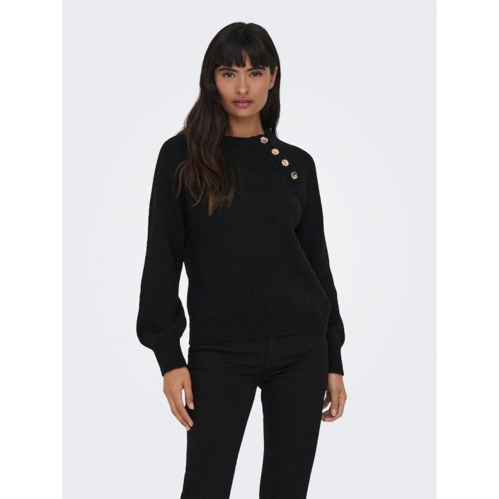 Only ONLEMMA LS BUTTON ONECK KNT NOOS Black | Freewear ONLEMMA LS BUTTON ONECK KNT NOOS - www.freewear.nl - Freewear